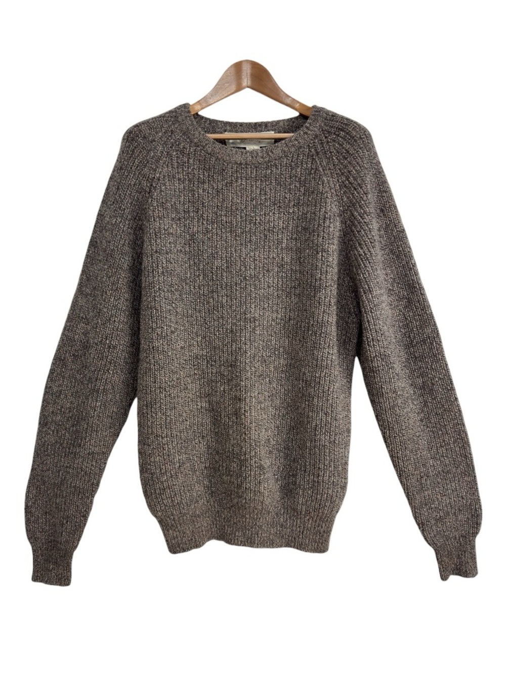 Vintage Dimitri Shetland Wool Heathered Crewneck Sweater Gray Brown Size Large